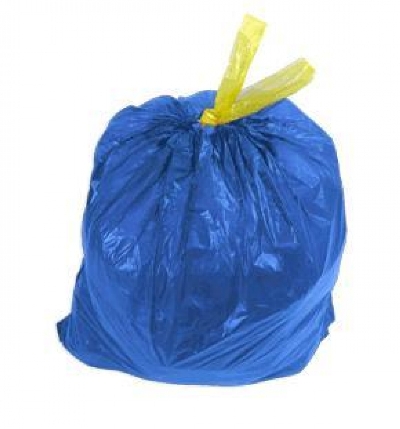 Мешки для мусора 30 литров 10 шт в рулоне. Цвет голубой с завязками