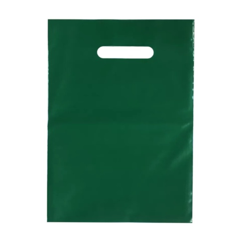 Пакет с вырубной ручкой, зеленый, ПВД
